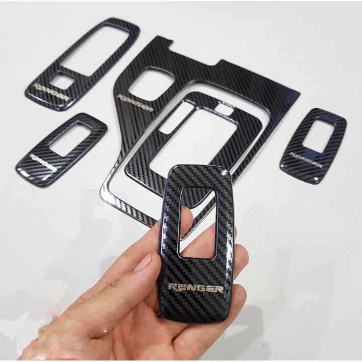 Ốp Nội Thất CARBON Xe Ford Ranger 2016 - 2021 bản XLS, WT số TỰ ĐỘNG vân cacbon cao cấp