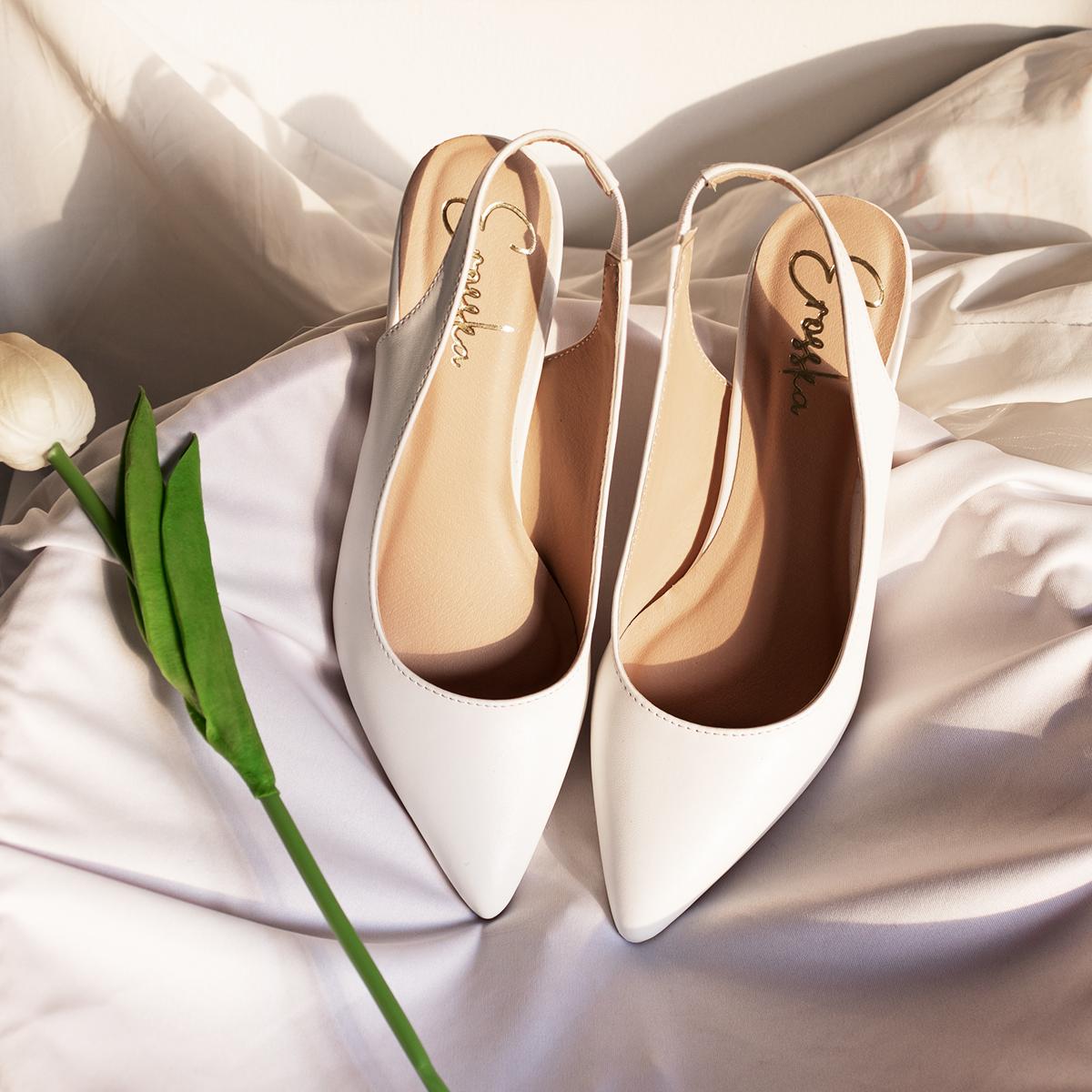 Giày nữ, giày cao gót slingback hở gót, bít mũi thời trang nữ kiểu dáng basic _ EH015 ( NU)