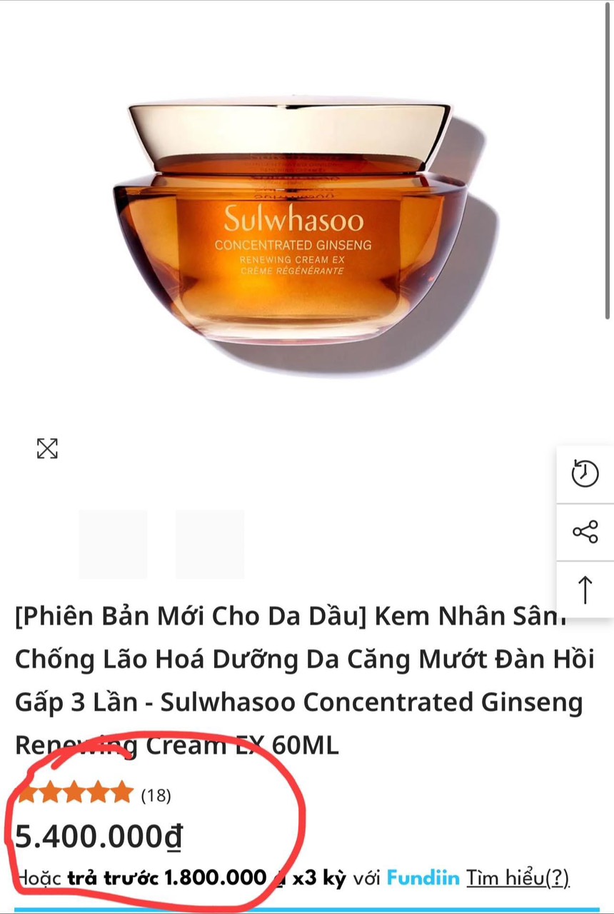 [GIẢM 5% ĐƠN 129K]Kem sâm Sulwhasoo có chứa Retinol