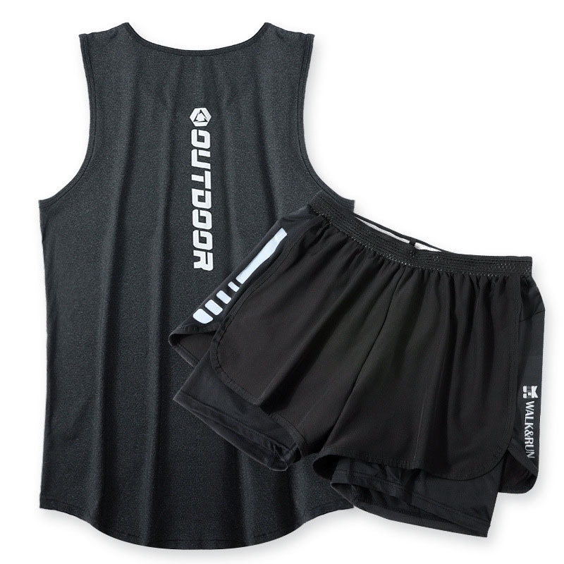 ☑ Quần áo tập thể dục nam điền kinh marathon bộ đồ thao mùa hè huấn luyện bóng rổ quần short nhanh khô thiết bị chạy