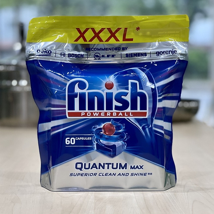 COMBO FINISH: Viên rửa bát Quantum max 60 viên + Muối 1,2kg [RẺ VÔ ĐỊCH]