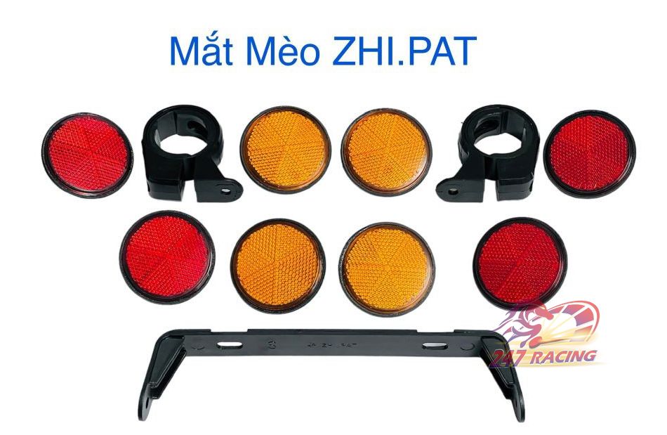 Mắt mèo phản quang zhi.pat kèm bát vòng phuộc và bát sau biển số gắn xe máy moto pkl