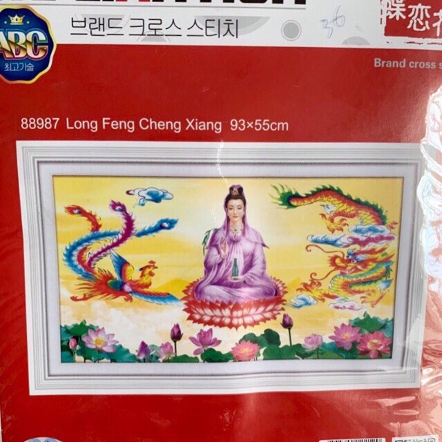 Tranh thêu phật quan âm 88987 chưa thêu 3d
