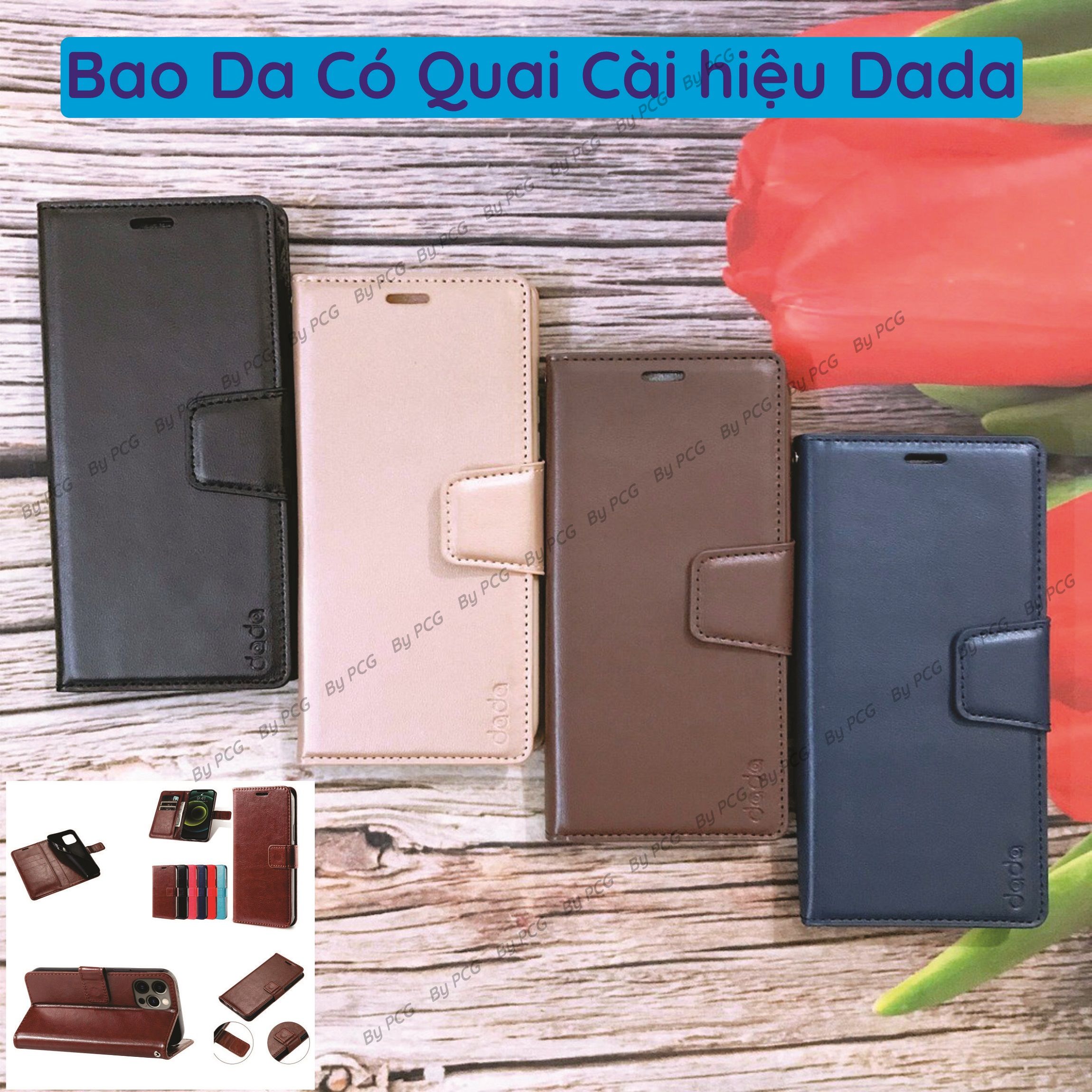 Bao da Vsmart Joy 2+ (Joy2 Plus) chất liệu da cao cấp, sang trọng, có ngăn chứa thẻ tiện lợi, nắp gập chống đỡ xem phim