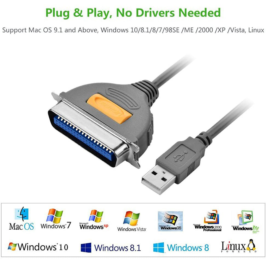 Cáp máy in USB sang IEEE 1284 Parallel Ugreen 20225 dài 2M chính hãng - HapuStore