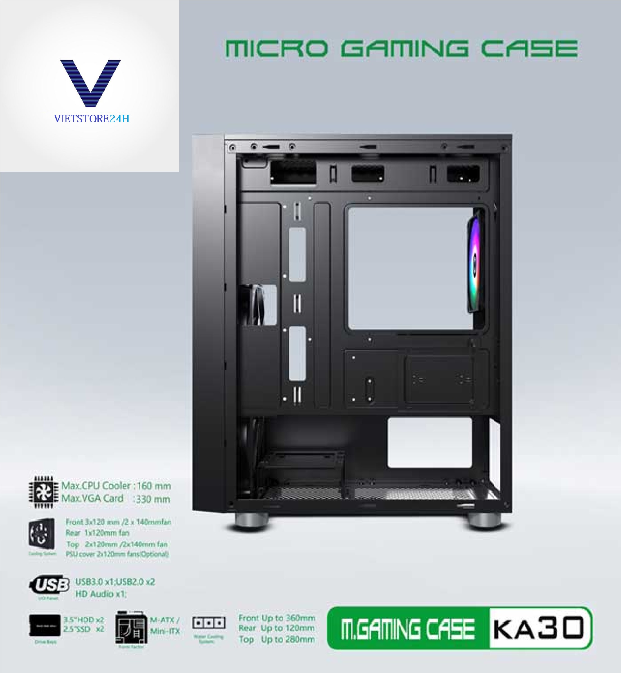 Case Gaming VSP KA30 Mini Tower (Đen)