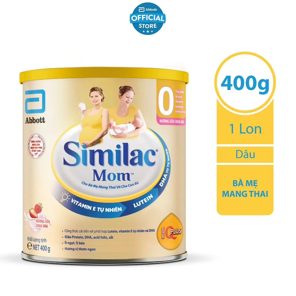 Sữa Bột Abbott Similac Mom IQ Plus Hương Vani Hộp 400g (Bà mẹ mang thai và cho con bú)