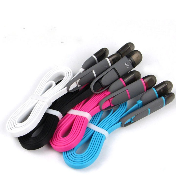 Cáp sạc đa năng 2 đầu chuẩn USB, lightning cho Iphone và Samsung