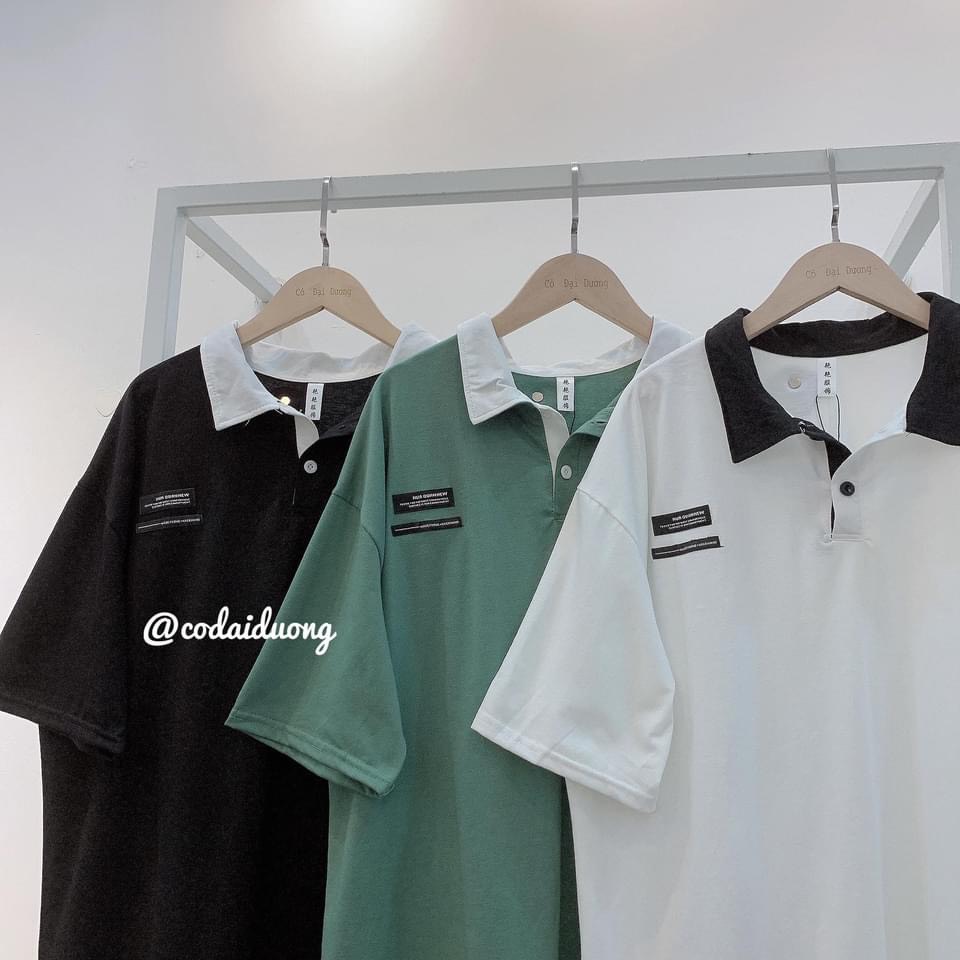 Aó POLO Trơn Cổ Cách Điệu From Rộng