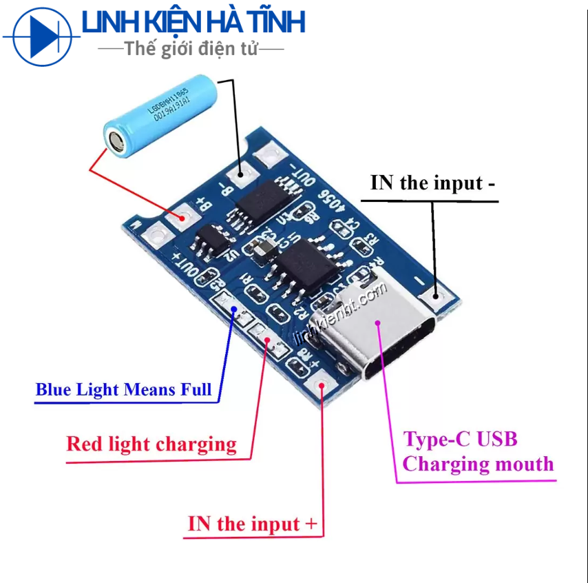 Mạch sạc pin lithium-ion 18650 3.7v tp4056