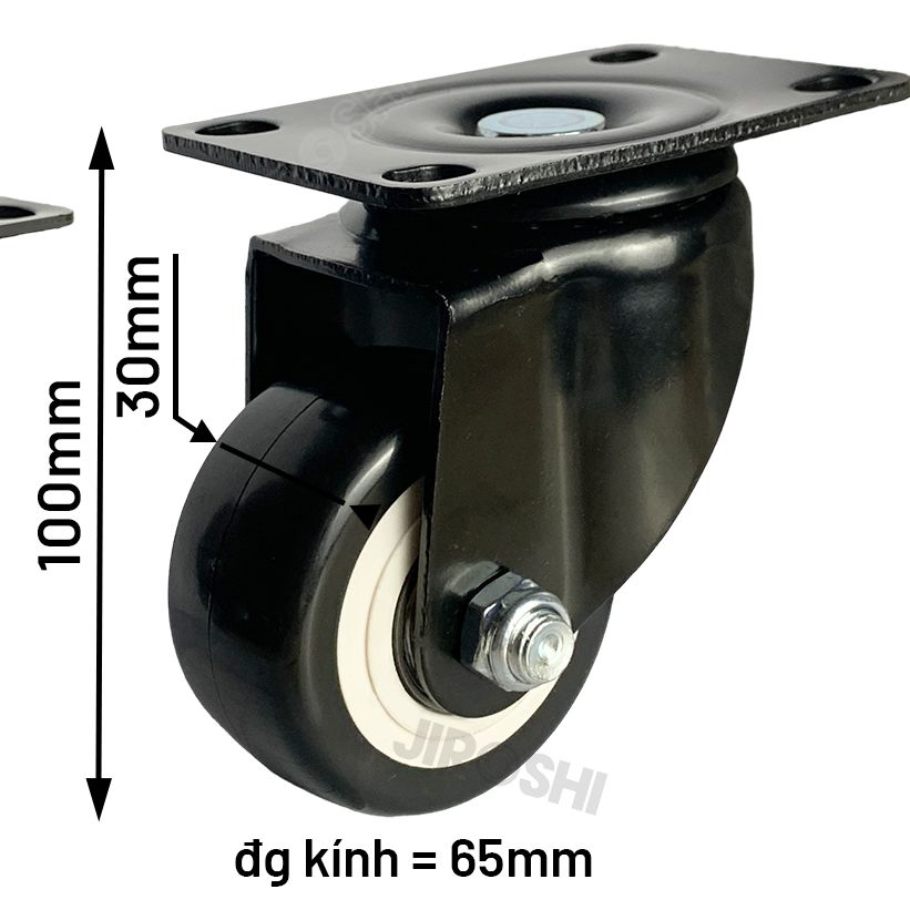 Bánh xe đẩy hàng có bạc đạn và khóa JIROSHI Nhật Bản , Bánh xe nhựa PVC mini 40mm