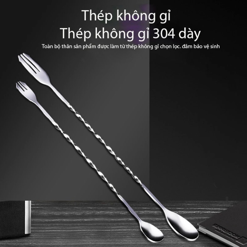 Thìa bar pha chế inox, thìa khuấy 2 đầu pha chế - LOKING
