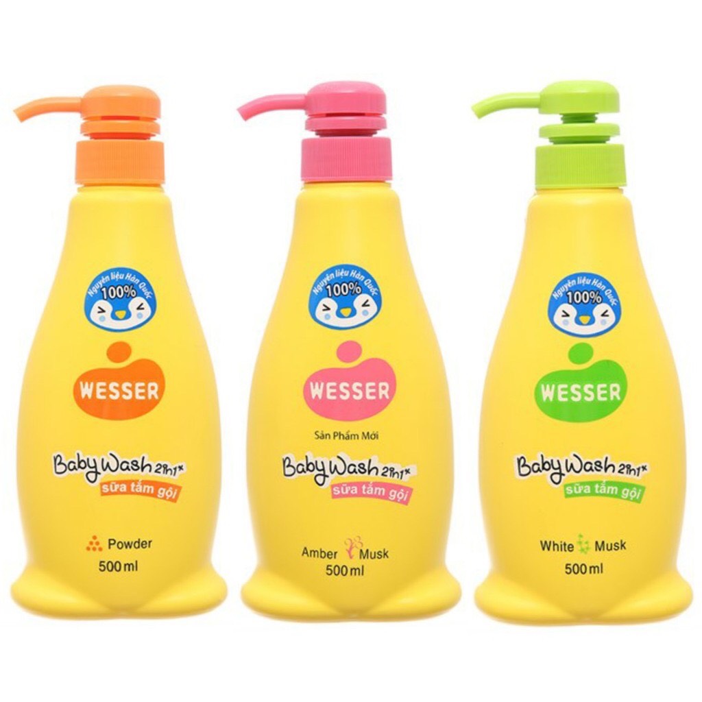 Sữa Tắm Gội Wesser Hàn Quốc 500ml (dầu tắm gội 2in1)