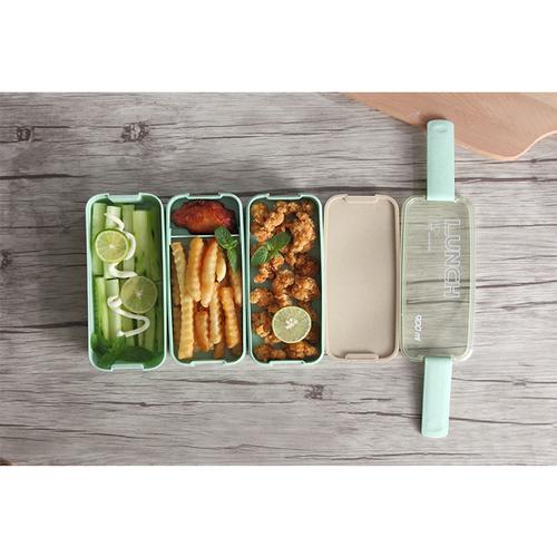 Hộp Cơm Lúa Mạch 3 Tầng Cao Cấp Kèm Dĩa Thìa