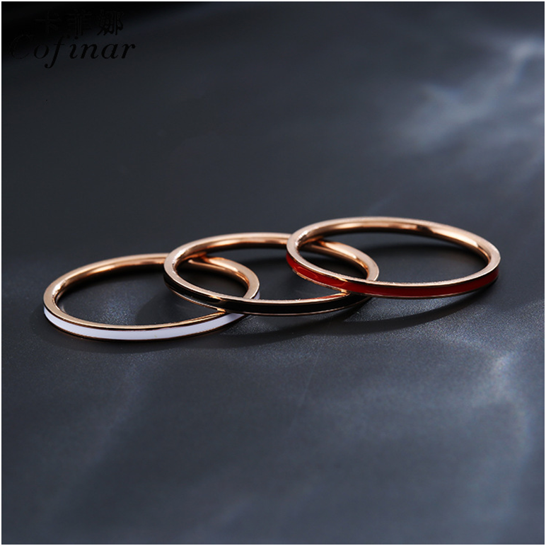 Set 3 nhẫn 3 màu đỏ đen trắng