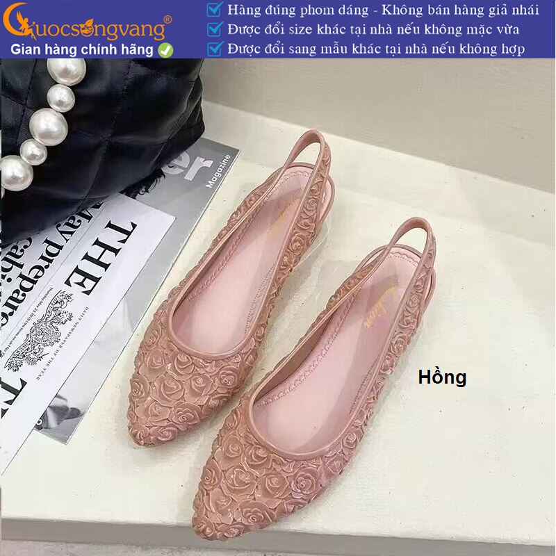 Giày nhựa dẻo công sở đế 4cm giày nhựa đúc hoa hồng 3D GLG126 Cuocsongvang