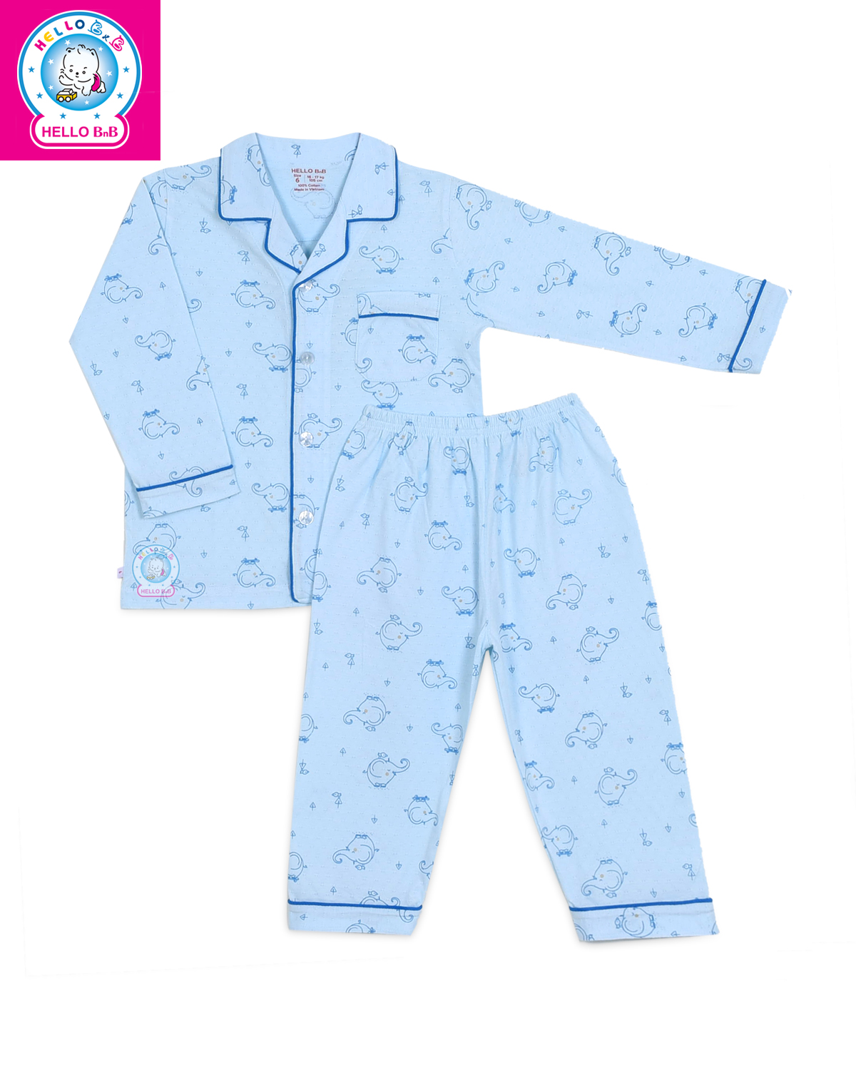 BỘ PYJAMAS BÔNG DÀI BÉ TRAI 0187- HELLO BnB (hình in ngẫu nhiên)
