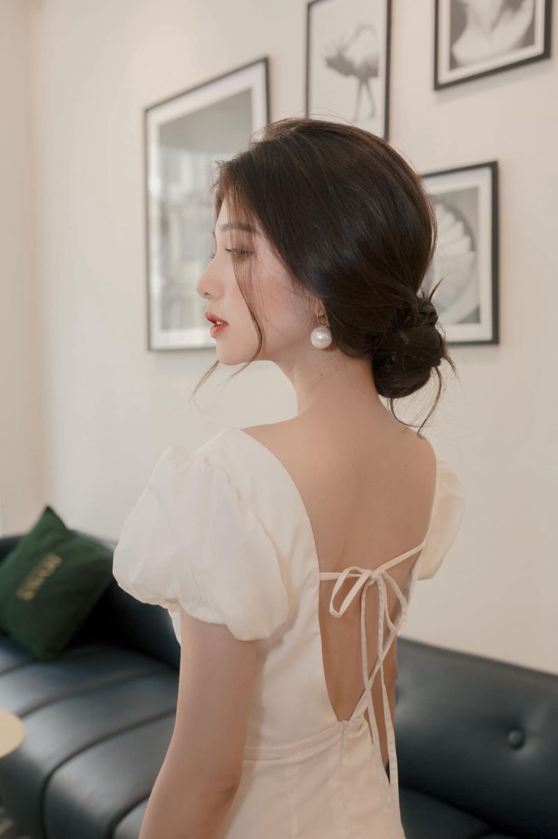 ĐẦM MAXI TAY CON PHỒNG HỎ LƯNG THẮT DÂY SANG TRỌNG(TRẮNG)