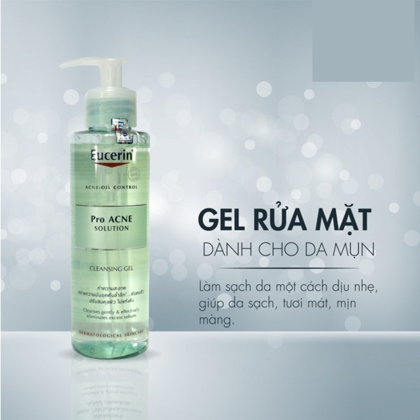 [HCM]Eucerin Pro ACNE Solution Cleansing Gel: Gel Rửa Mặt Da Mụn (400 ml)