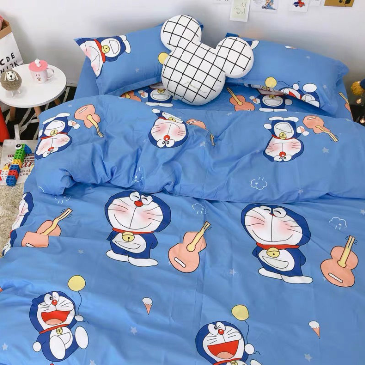 Trọn Bộ 4 Món Cotton Poly Nhập Mẫu DOREMON ĐÁNH ĐÀN dễ thương,đáng yêu