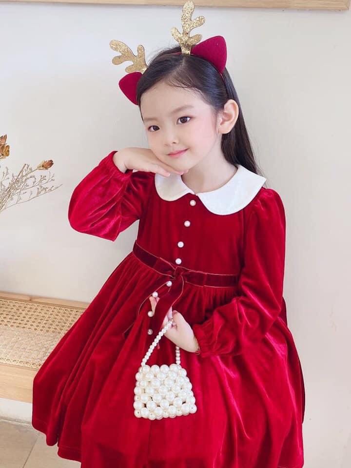 Váy nhung đỏ diện noel cho bé gái