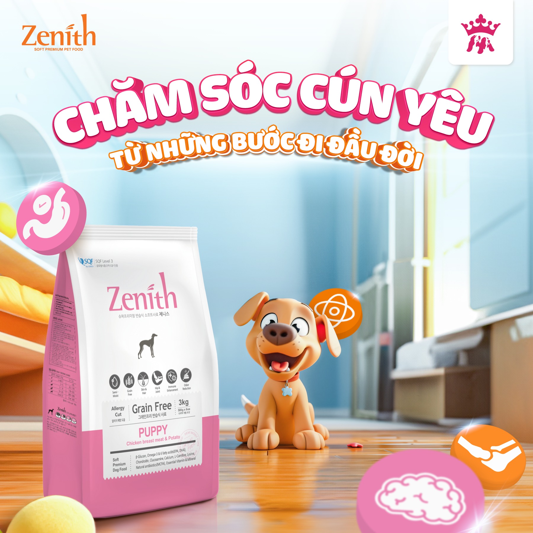 Thức ăn hạt mềm Zenith dành cho chó con