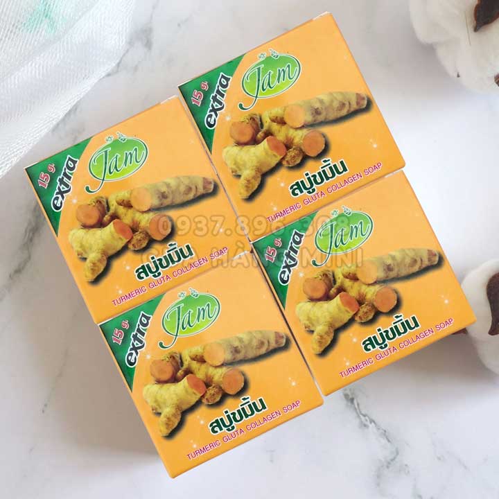 【TẶNG KÈM TÚI LƯỚI】Combo 4 Cục Xà Phòng (Xà Bông) Cám Nghệ Jam Extra Thái Lan