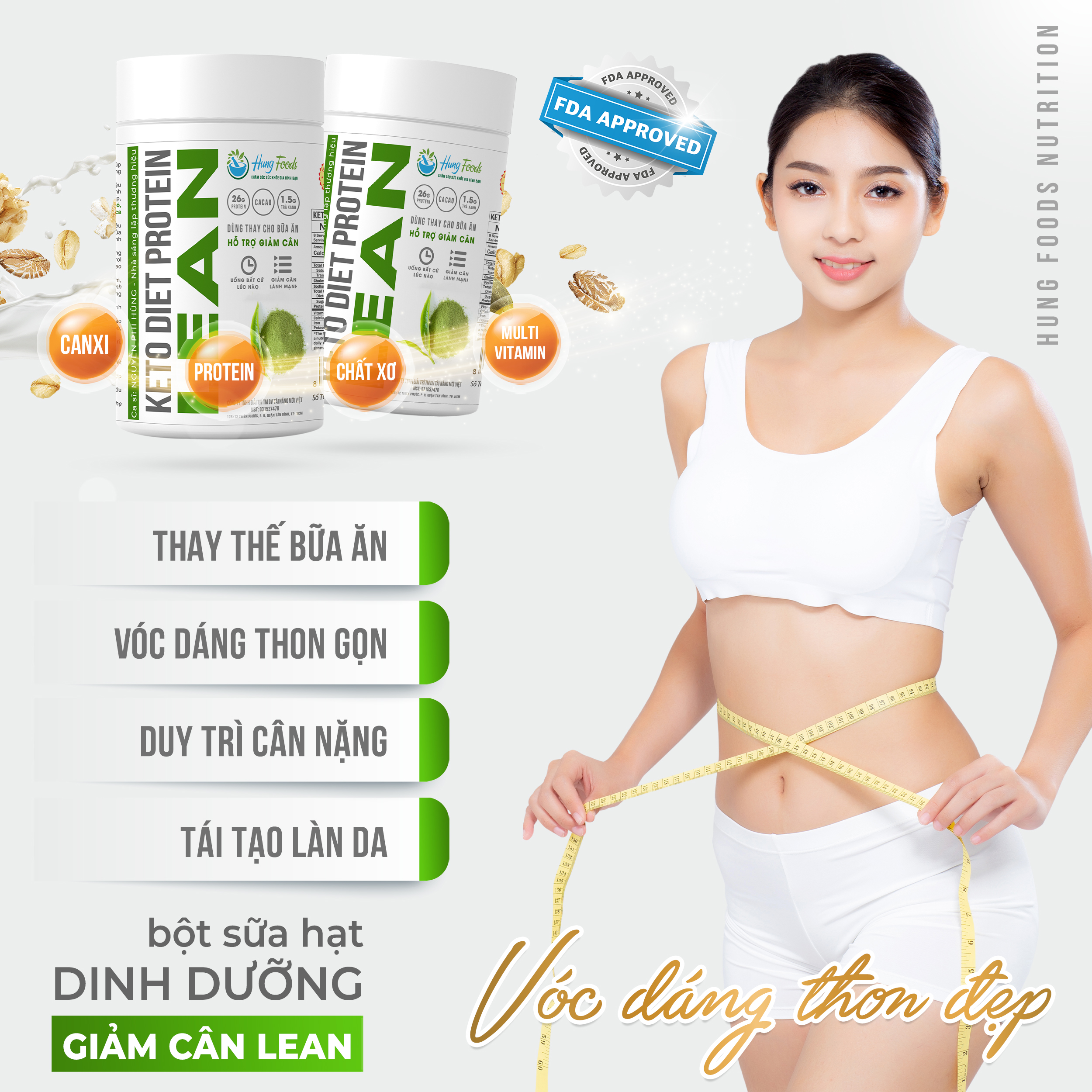 Bột Sữa Hạt Dinh Dưỡng Giảm Cân LEAN - Hung Foods - Dinh dưỡng thay thế bữa ăn