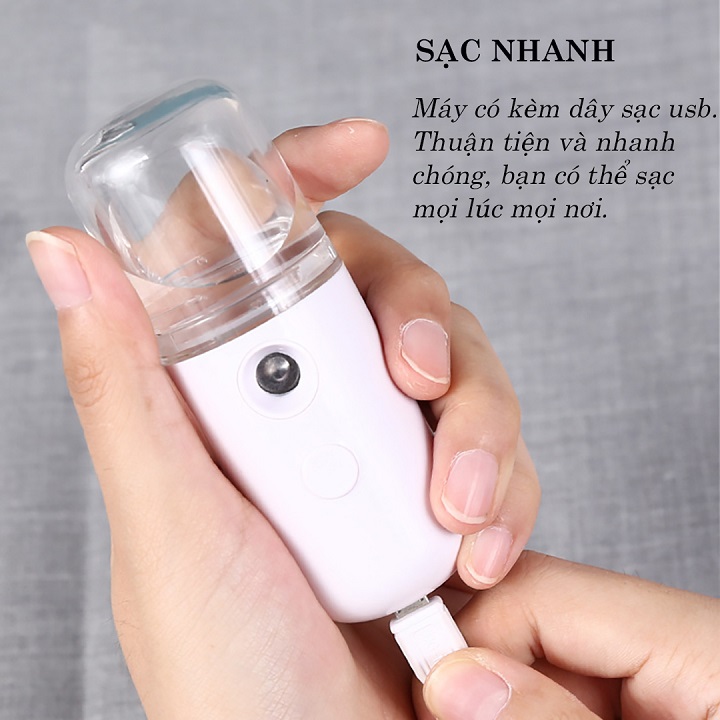 Máy phun sương mini Nano cầm tay siêu tiện lợi,Máy Phun Sương Xông Hơi Mặt NaNo Mini Cầm Tay Hỗ Trợ Dưỡng Da Cấp Nước Tối Đa