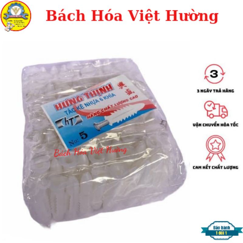 Túi 100 nở nhựa, tắc kê nhựa dùng để bắt vít đủ kích thước, nở số 3, 4,5,6,7,12,14,16