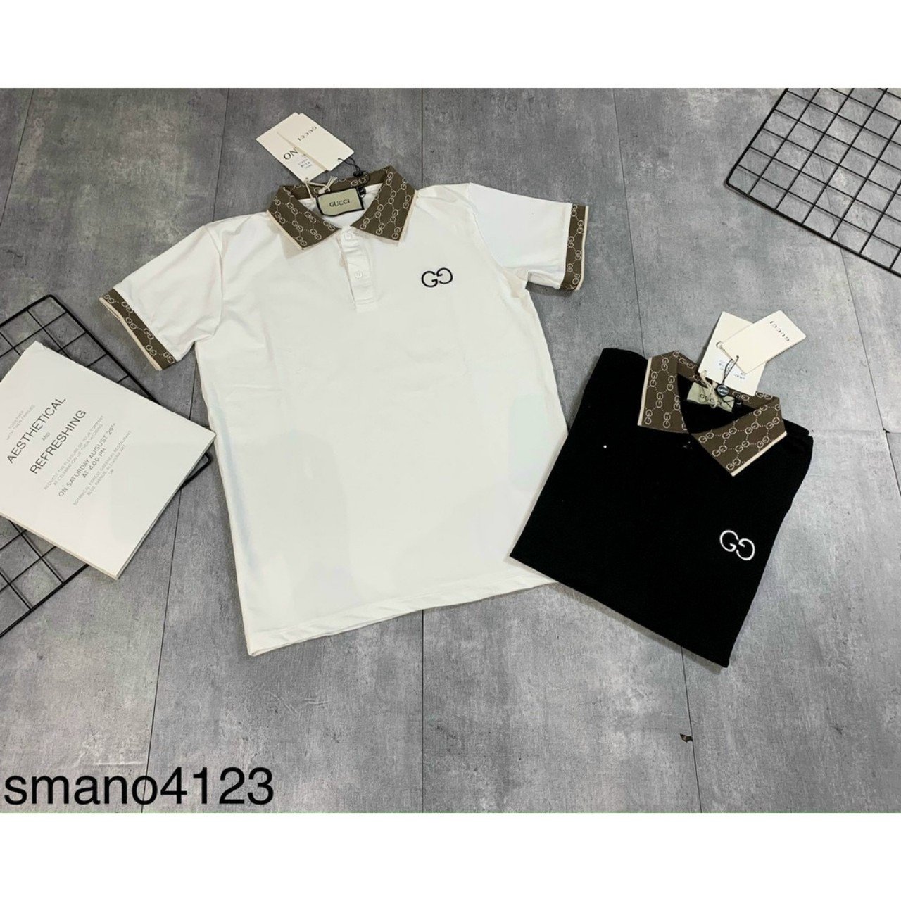Áo Polo Nam CG cực đẹp XM004, Áo Polo nam có cổ họa tiết cực đẹp- Có 2 màu trắng đen in họa tiết cực đẹp - Full size tới 90kg