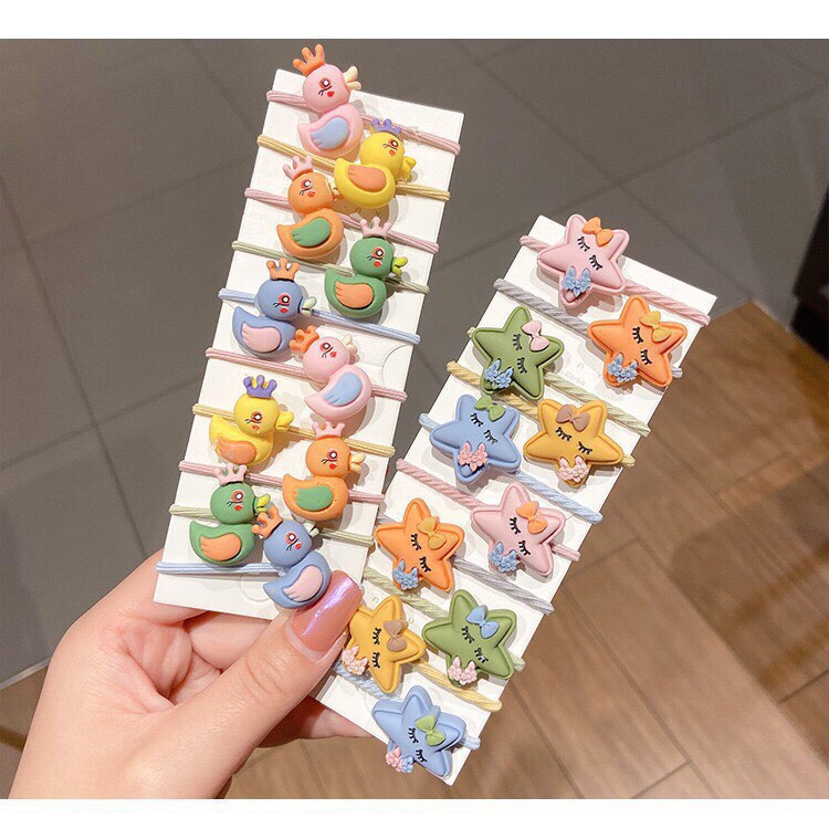Set 10 dây cột tóc co giãn nhiều màu dễ thương cho bé gái