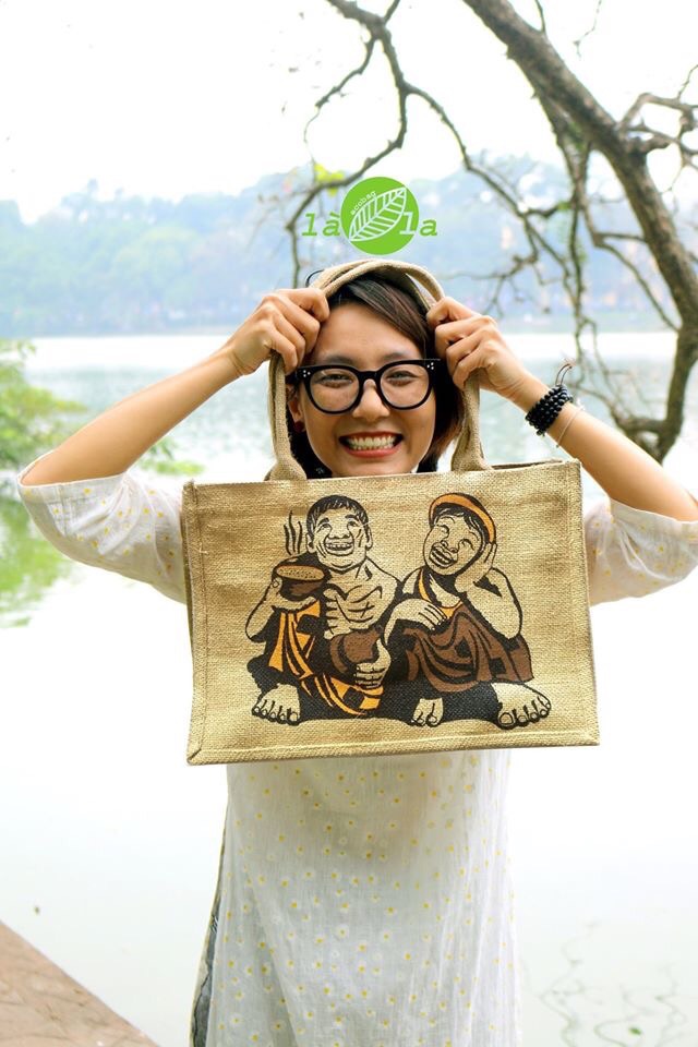 Túi vải đay, vải bố Thị Nở Chí Phèo (40x28x12cm - Lót vải canvas và khóa kéo)