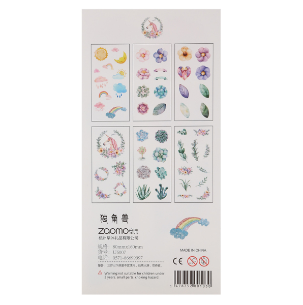 [HCM]Bộ 6 Tấm Sticker Dán Trang Trí - Kỳ Lân - Sen Đá