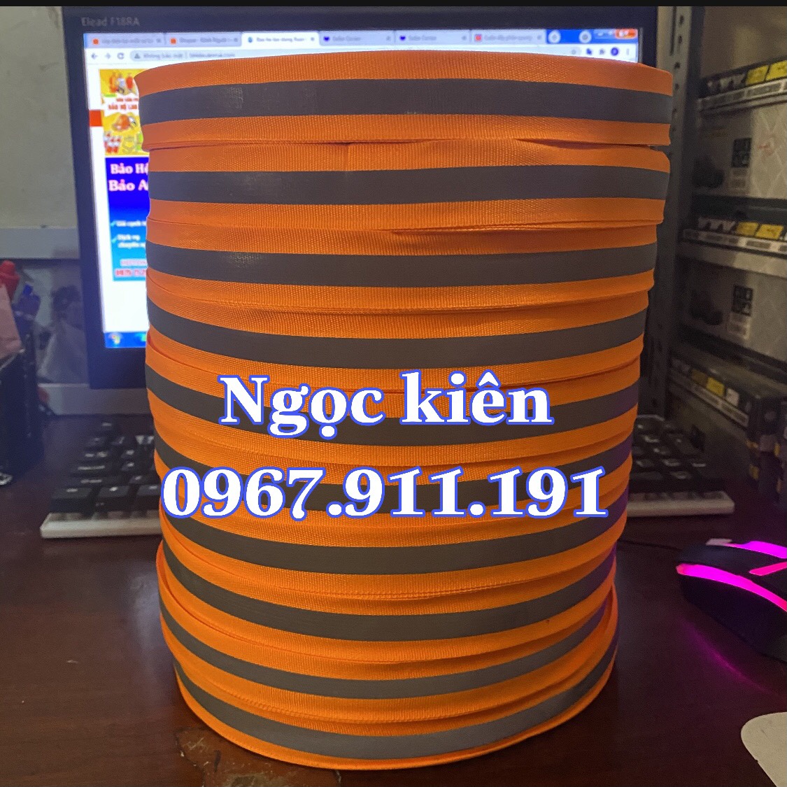 cuộn dây vải phản quang bản rộng 2.5cm dài 100 mét