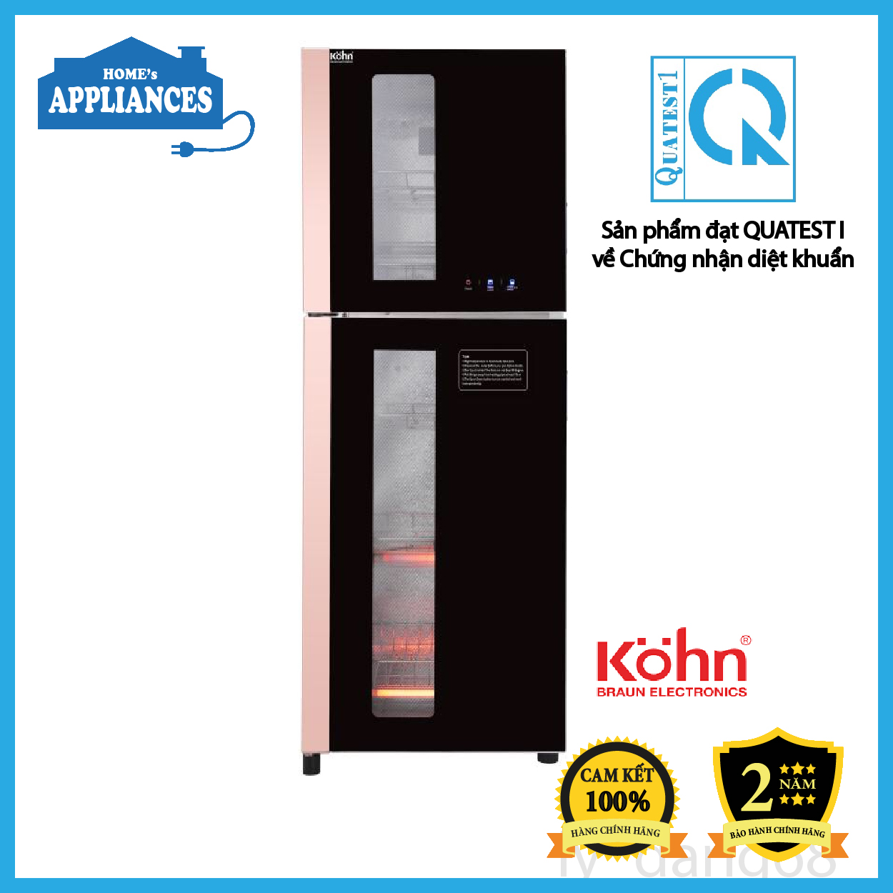 Tủ sấy bát diệt khuẩn braun kohn ks35g ❤️hàng chính hãng bh 2 năm❤️