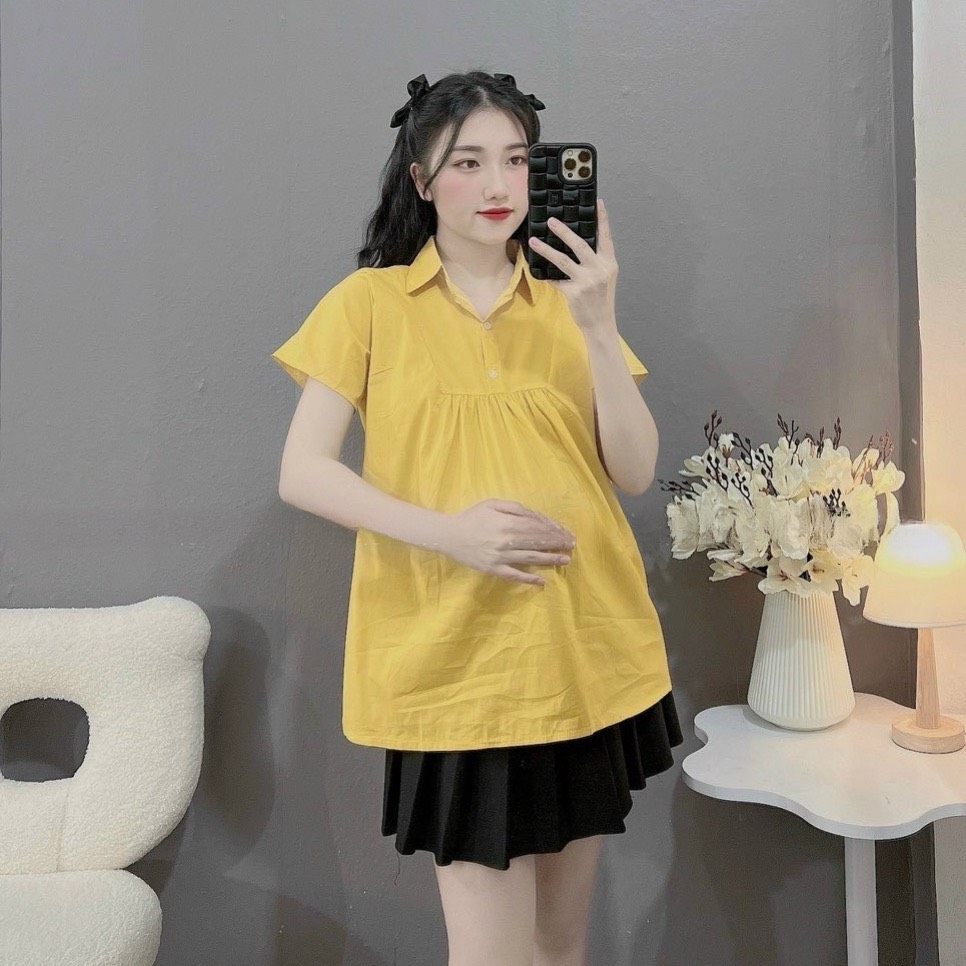 Áo bầu sơ mi trắng công sở a093