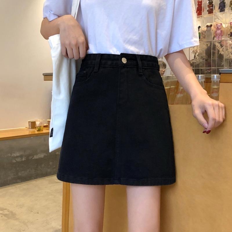 Chân Váy Kaki Jeans Nữ Dáng Chữ A Basic Kiểu Dáng Đơn Giản Phối Đồ Dễ Dàng