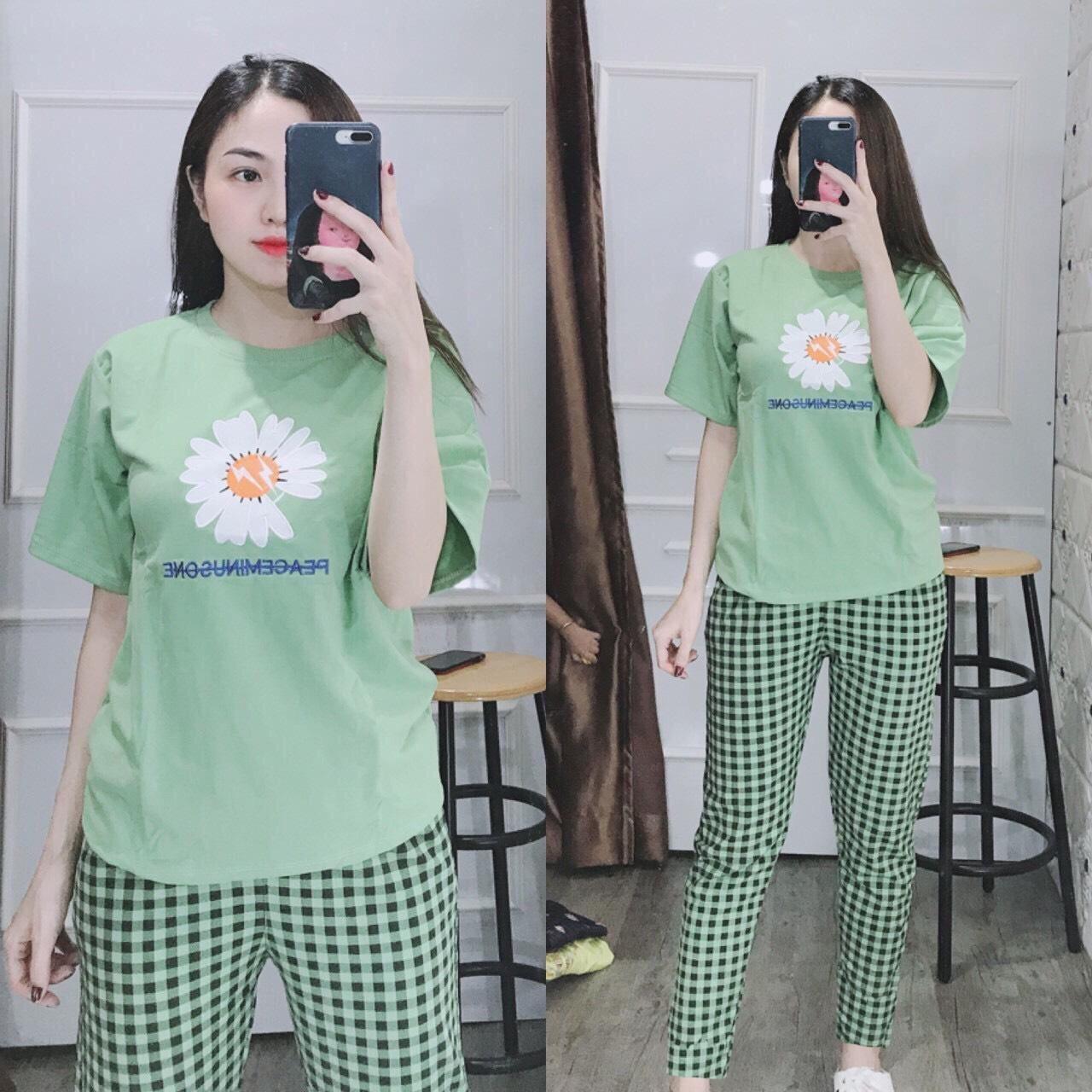 SET BỘ ĐỒ MẶC NHÀ HỌA TIẾT BÔNG HOA CỰC ĐẸP