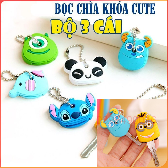 Set 3 Cái bọc chìa khóa hình thú hoạt hình dây đẹp dễ thương ngộ ...