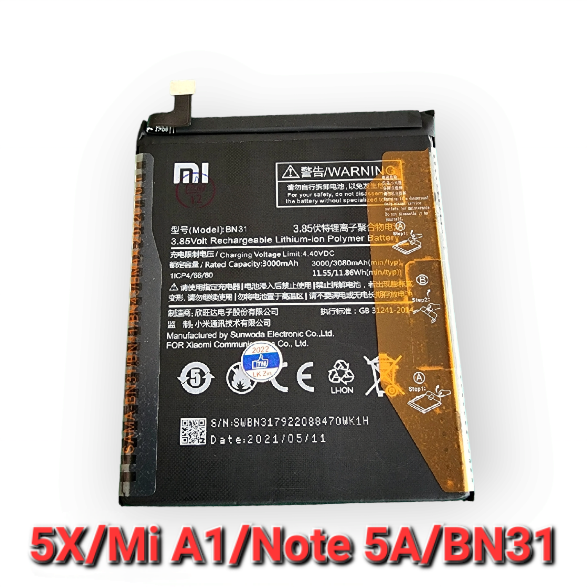 Pin Xiaomi Mi 5X/Mi A1/Note 5A/BN31 Zin Hãng