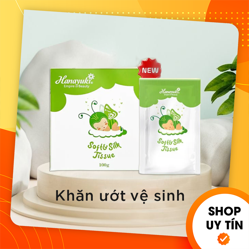 Khăn giấy ướt phụ khoa hanayuki - khăn giấy ướt dung dịch vệ sinh hana soft silk tissue