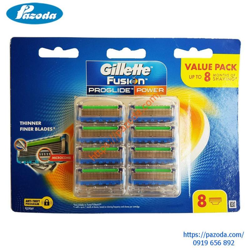 Hộp 8 lưỡi dao cạo râu Gillette Fusion Proglide Power