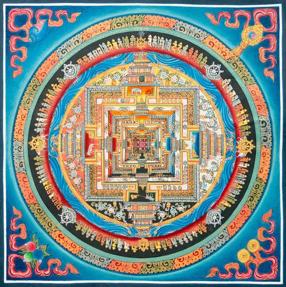 Tranh Phật biểu tượng tốt lành Kalachakra Mandala tặng khung tranh treo tường miễn phí