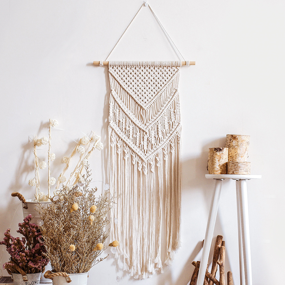 Mành Macrame treo tường, Macrame trang trí thắt mũi tên