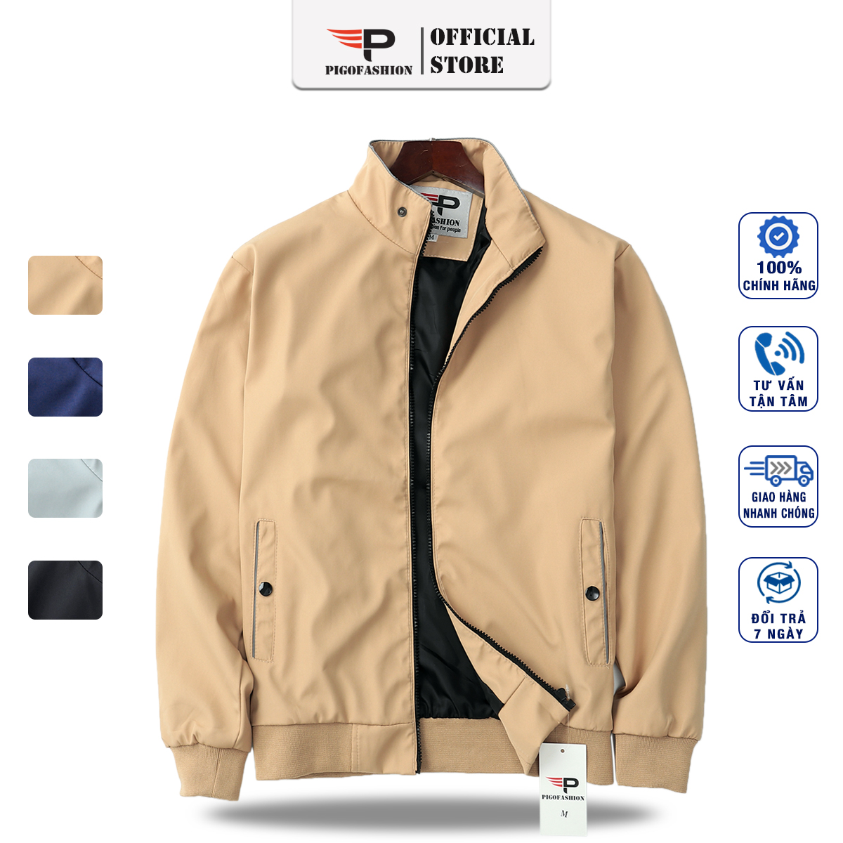 Áo Khoác Dù 2 Lớp Premium Túi Trong Rộng Form Chuẩn Pigofashion FS Akd903 (Chọn Màu)