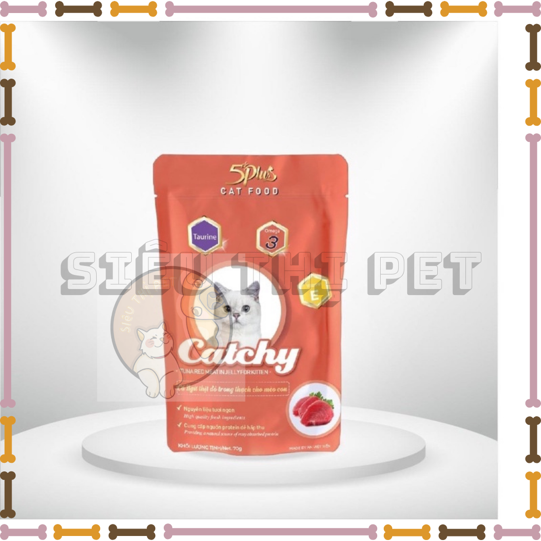 (KHUYẾN MÃI) Pate 5Plus Catchy cho mèo 70gr