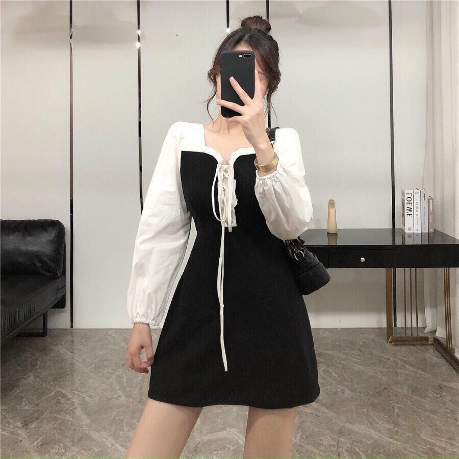 [Siêu Sale 12.12] Set Váy Caro Nút Giữa Nữ Chất Liệu Kate HotTrending!