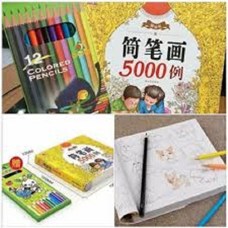 Bộ sách tô màu 5000 hình kèm hộp bút màu