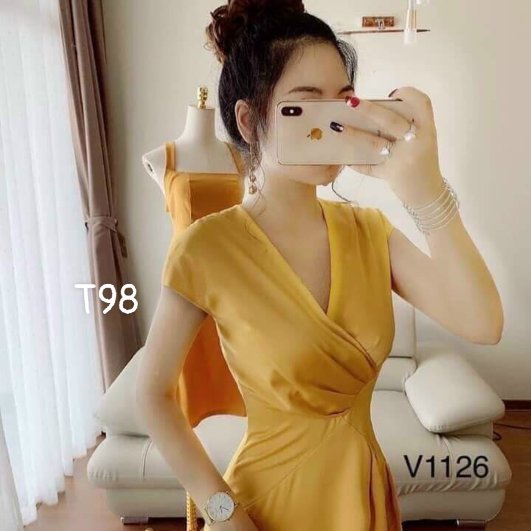 [HCM]Đầm cổ tim xếp ly 3 màu